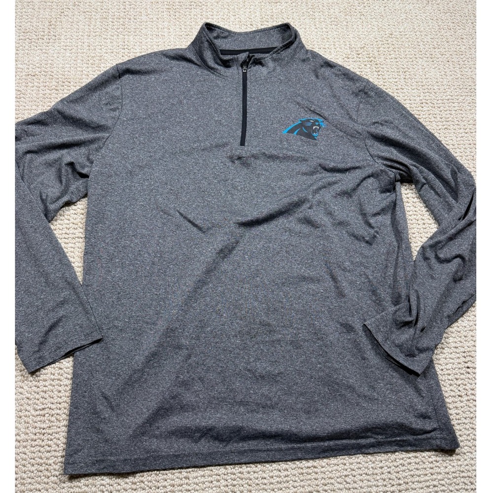 Carolina Panthers Track Jacket Mens Large Gray 1/4 Zip NFL Team Activewear‎